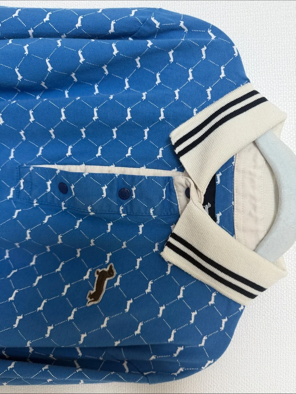 Harmont & Blaine Blue Long-Sleeve Polo with white Contrast Collar Size 9-10 yrs